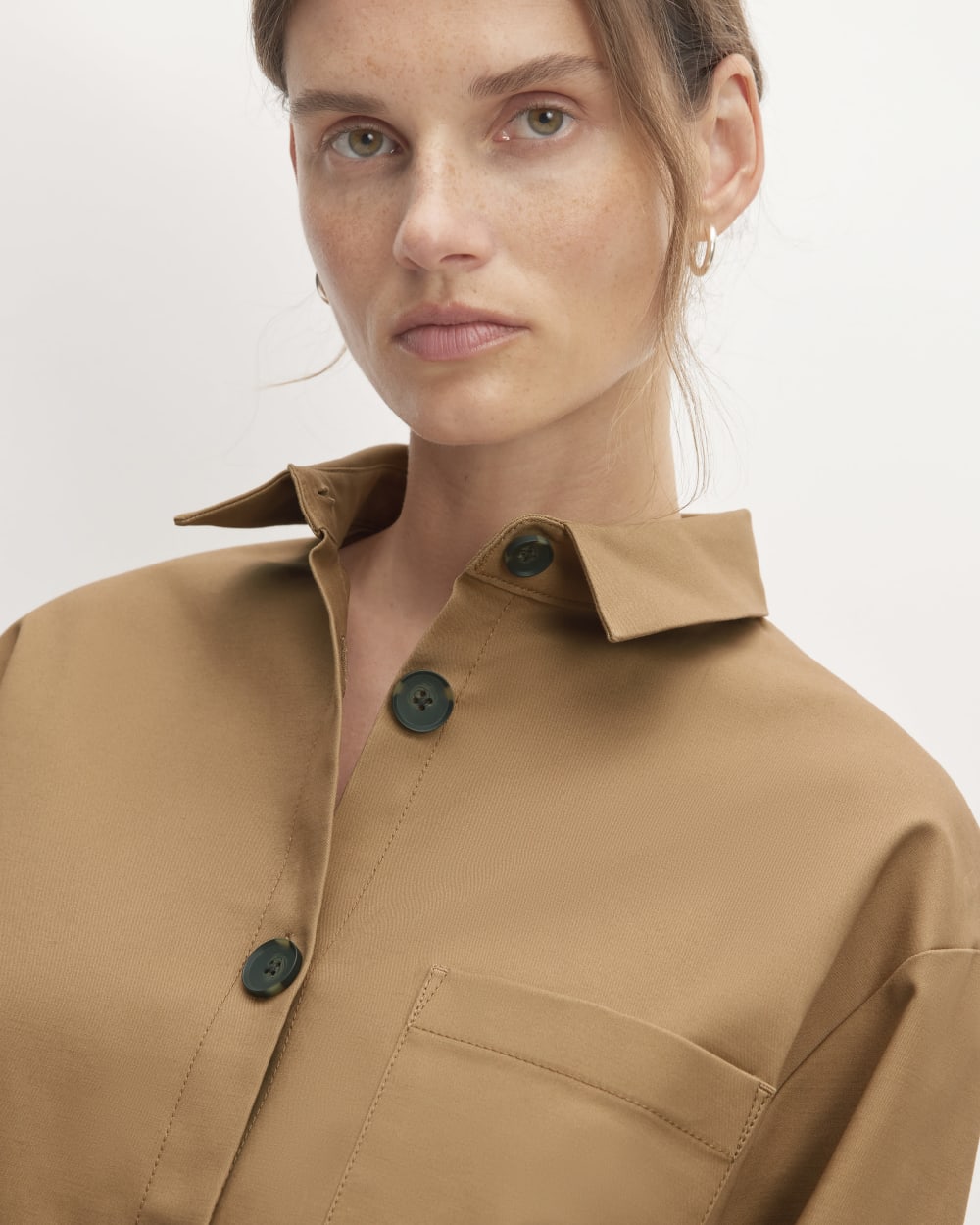 The Structured Cotton Cropped Shirt | Toasted Coconut