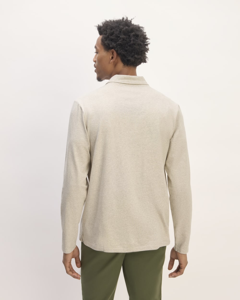 The Premium Weight Long-Sleeve Polo | Heather Oatmeal