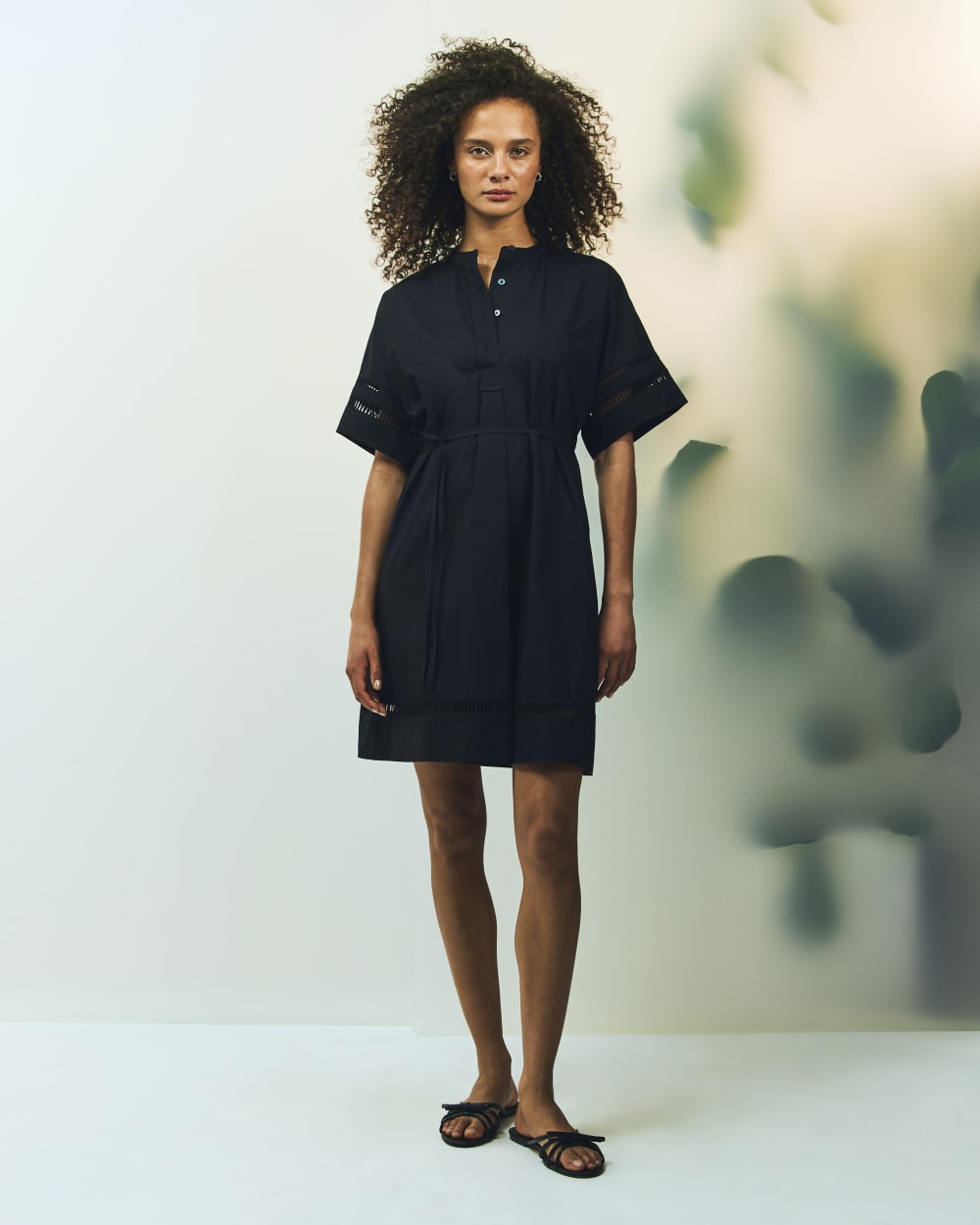 The Lace Trim Popover Dress | Black