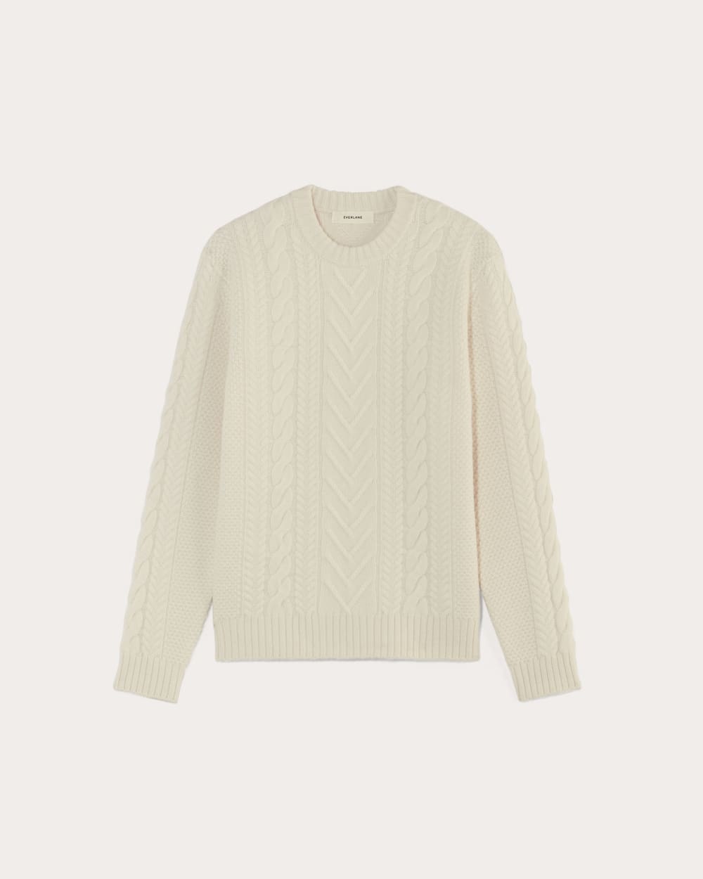 The Felted Merino Cable-Knit Crew | Bone