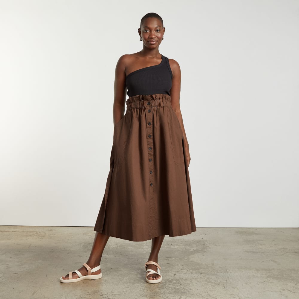 The Easy Button-Front Skirt | Espresso