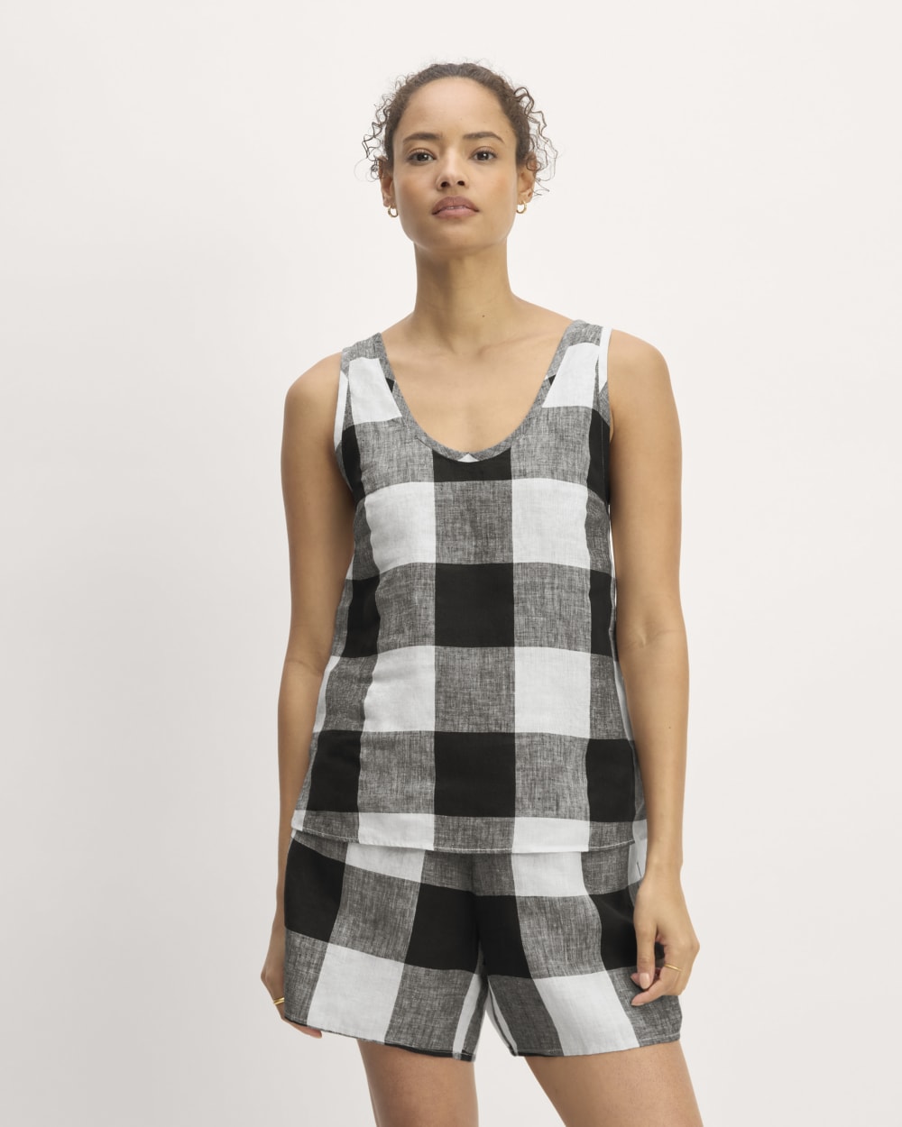 The Scoop Tank in Linen | Bone / Black Check