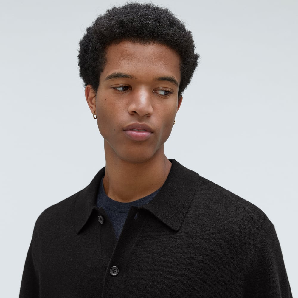 The Merino-Blend Sweater Polo | Black
