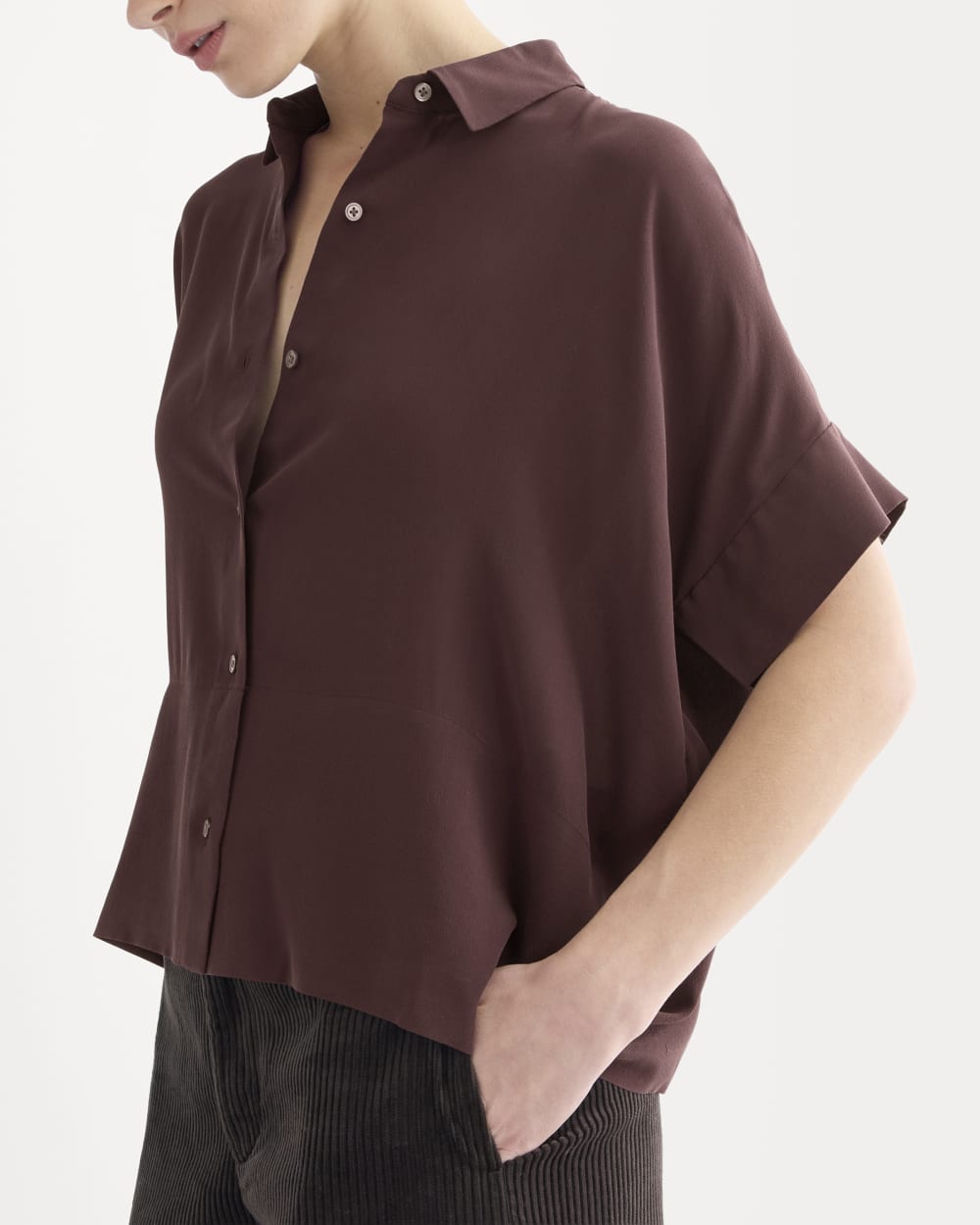 The Boxy Shirt in Washable Silk | Deep Plum