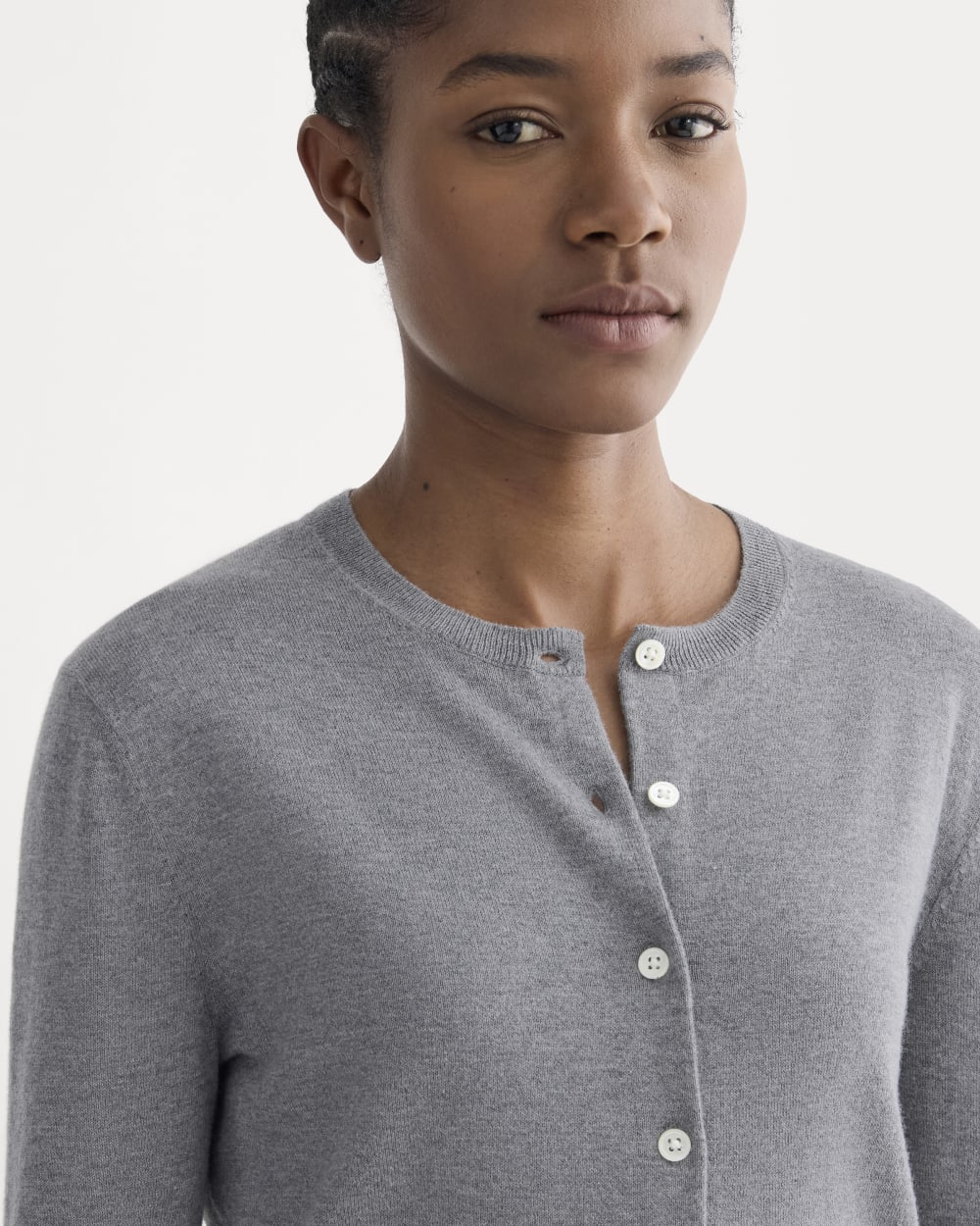 The Cropped Cardigan in Cotton Cashmere | Heather Charcoal