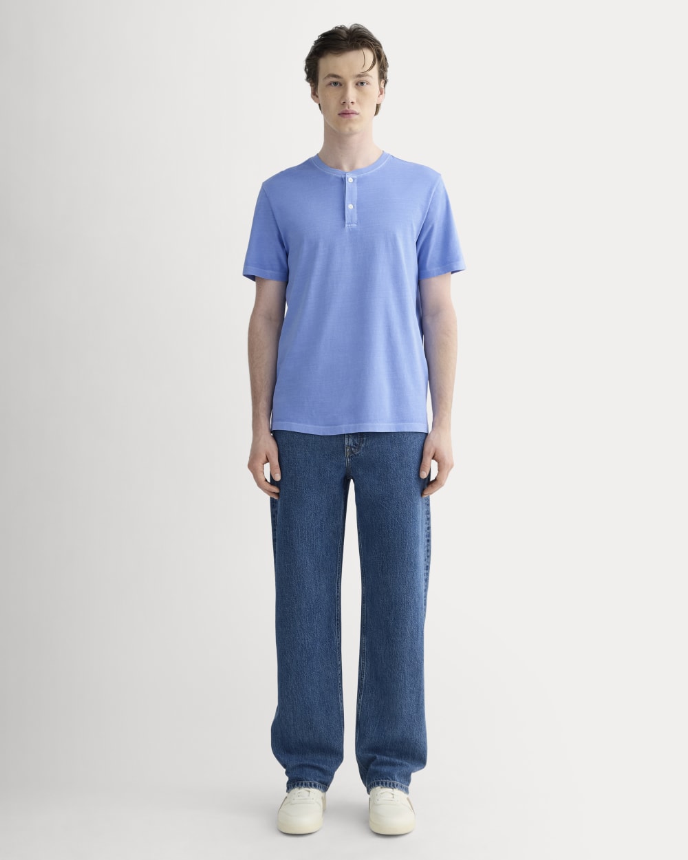 The Essential Organic Garment-Dyed Henley | Granada Sky Blue Garment Dye