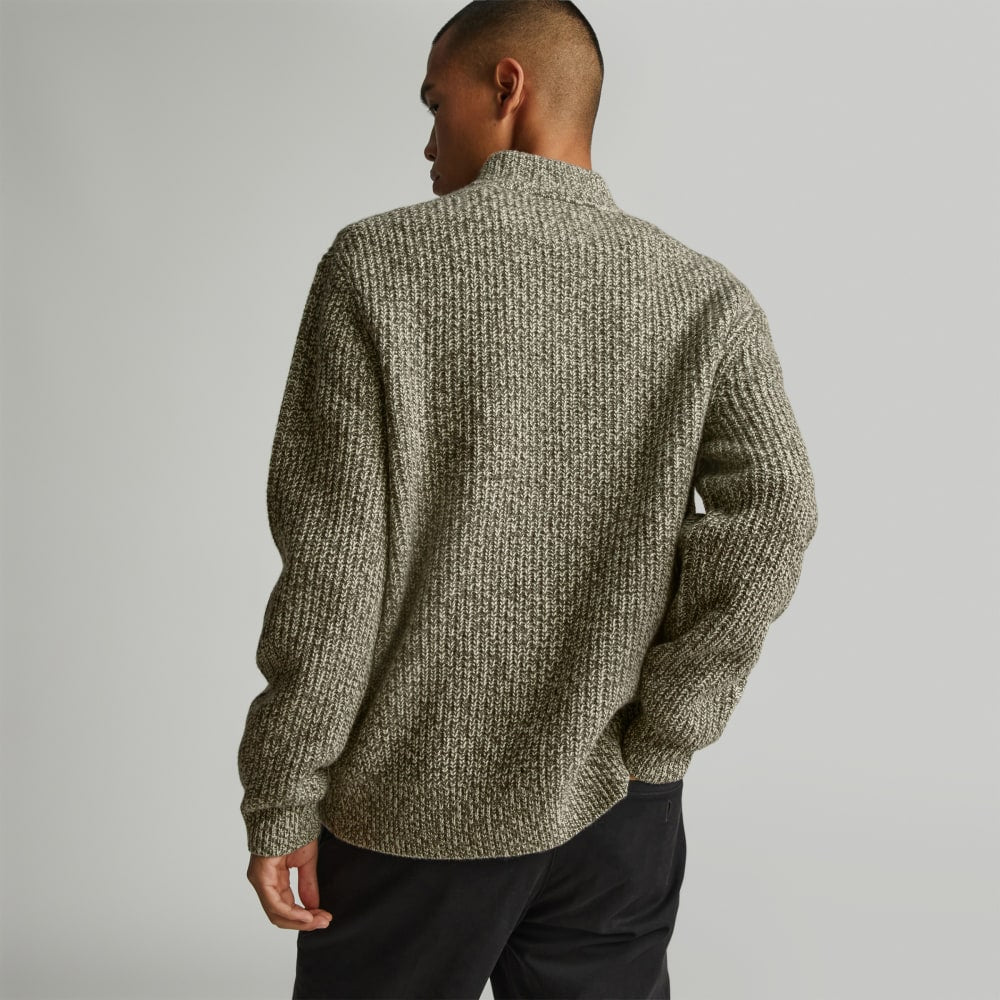 The Felted Merino Half-Zip Sweater | Seafoam Green / Kambaba Twist