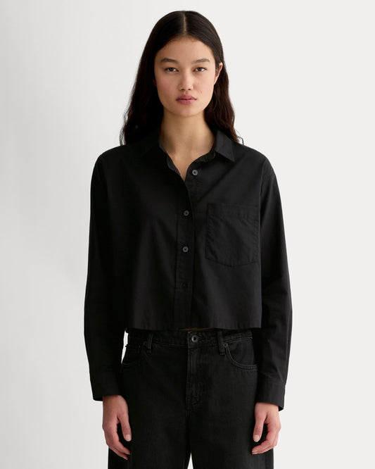 The Way-Short Shirt in Silky Cotton | Black