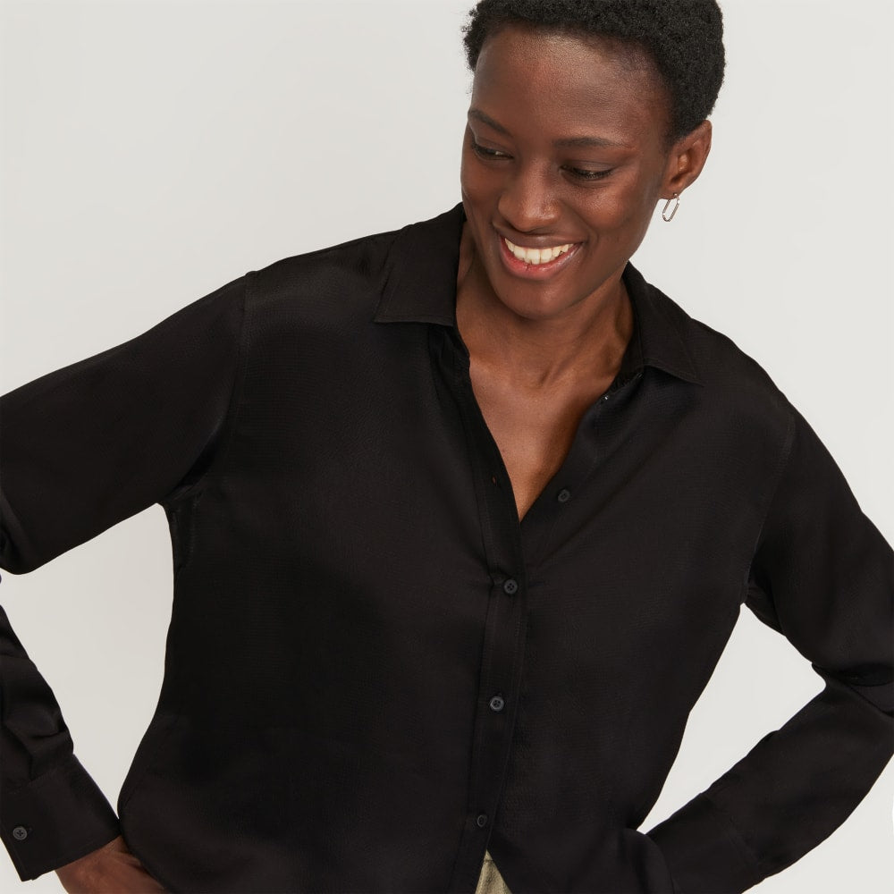 The Satin Relaxed Shirt | Black