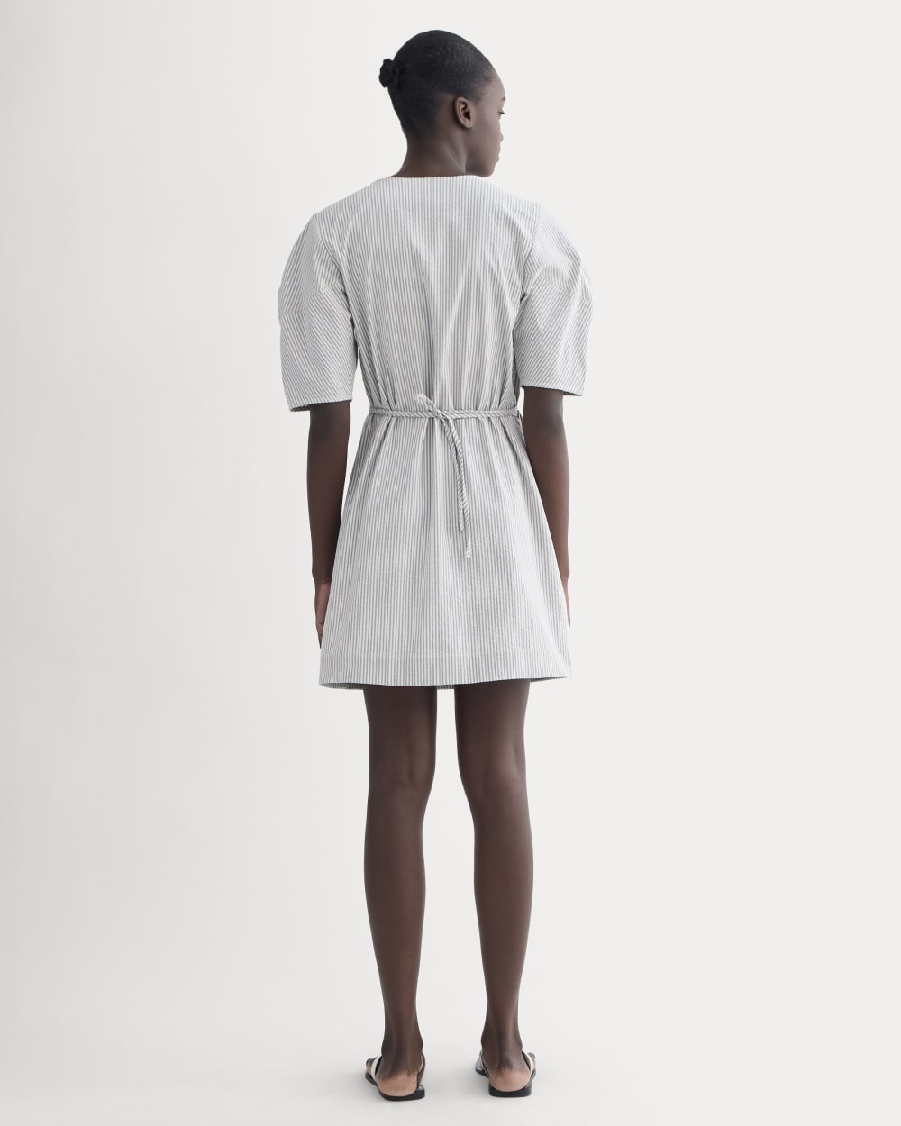 The Seersucker Mini Wrap Dress | Dutch Blue / Natural