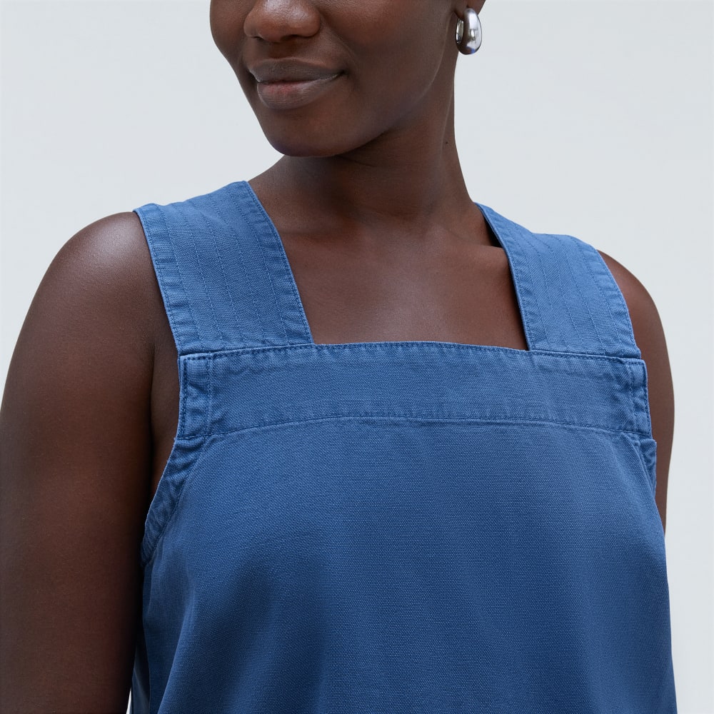 The Cross-Back Apron Mini Dress | Deep Blue