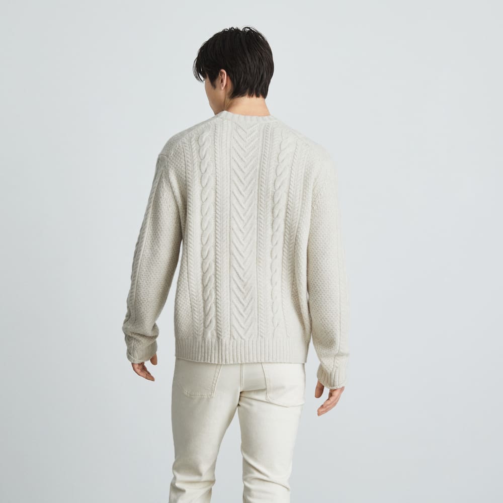The Felted Merino Cable-Knit Crew | Heathered Oat
