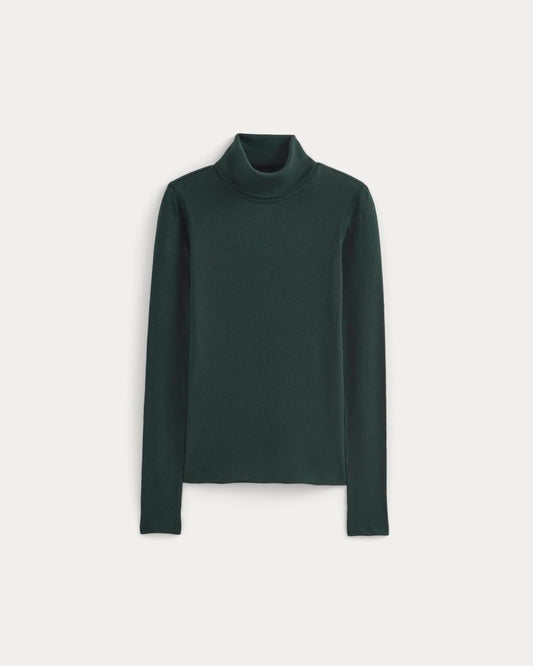 The Luxe Rib Turtleneck | Heathered Dark Sea