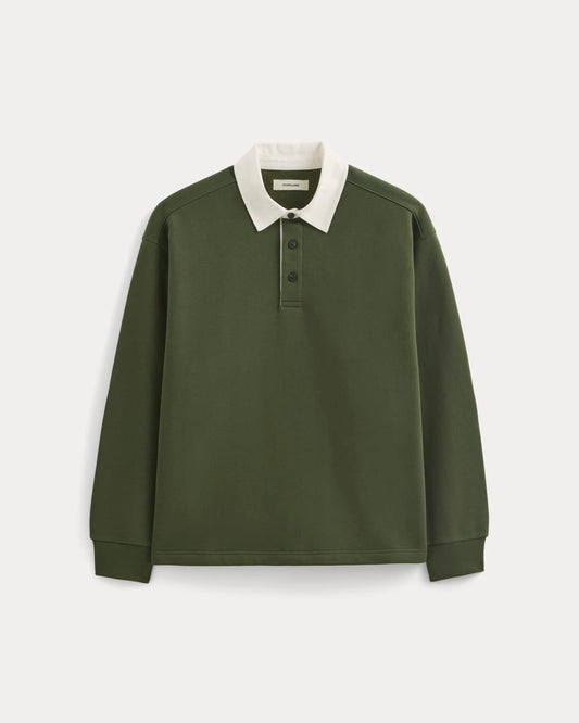 Luxe Fleece Rugby Polo | Dark Forest