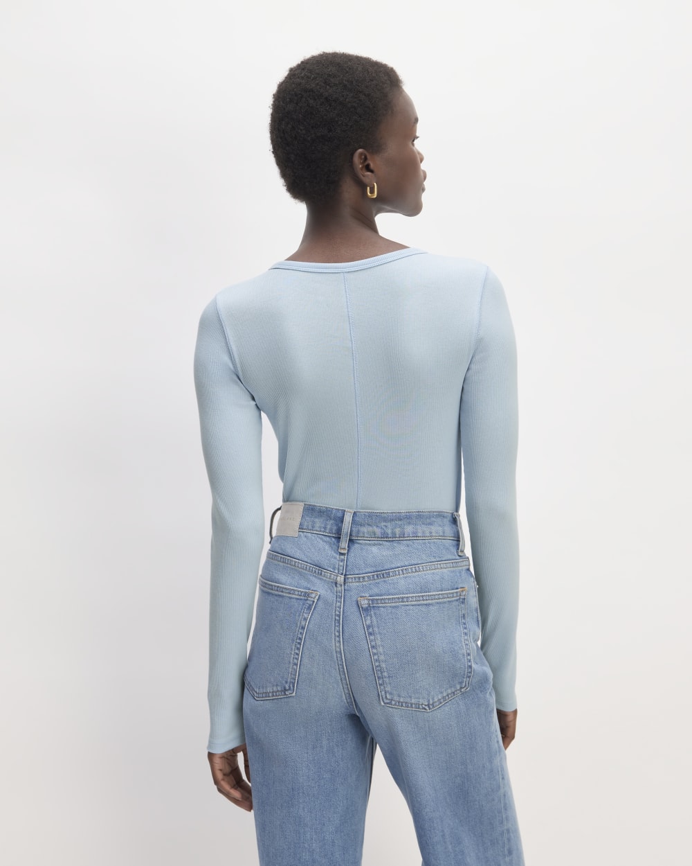 The Luxe Rib Long-Sleeve Crew | Chambray Blue