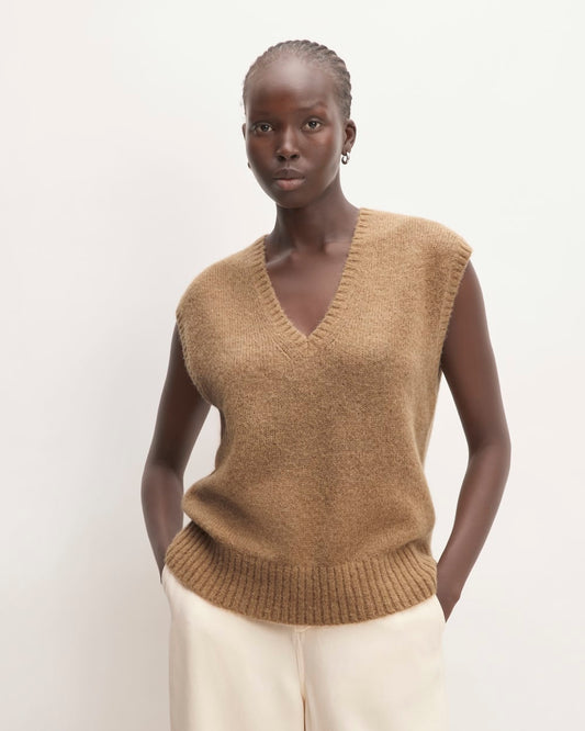 The Alpaca V-Neck Vest | Tiger's Eye