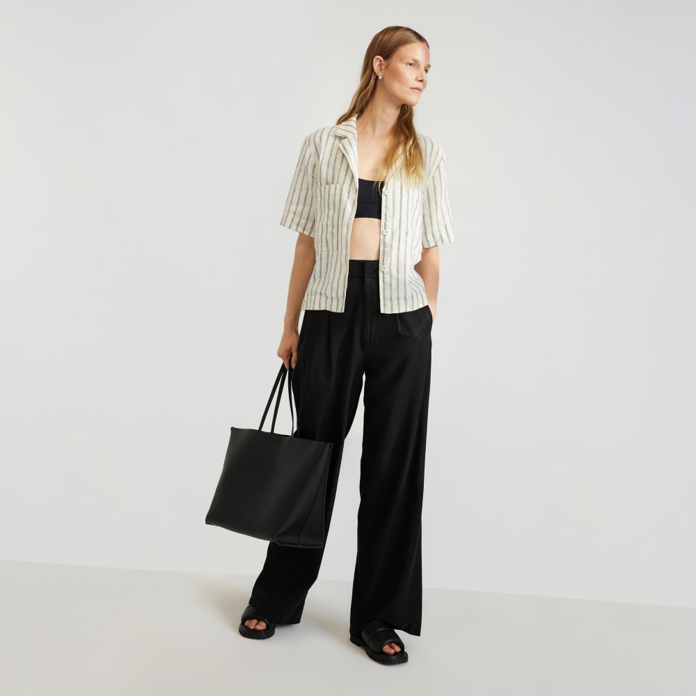 The Linen Workwear Shirt | Black / Canvas Tan