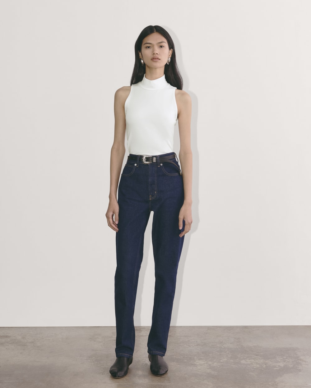 The Form Mock-Neck Tank | White