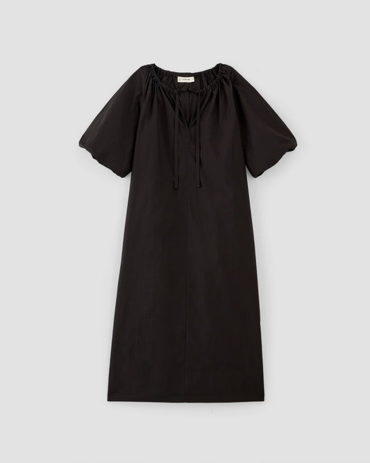 The Supima® Puff-Sleeve Dress | Black