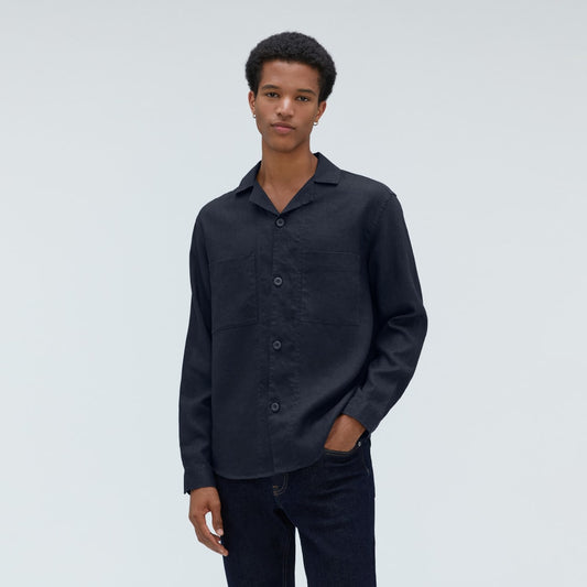 The Long Sleeve Linen Camp Shirt | Deep Navy