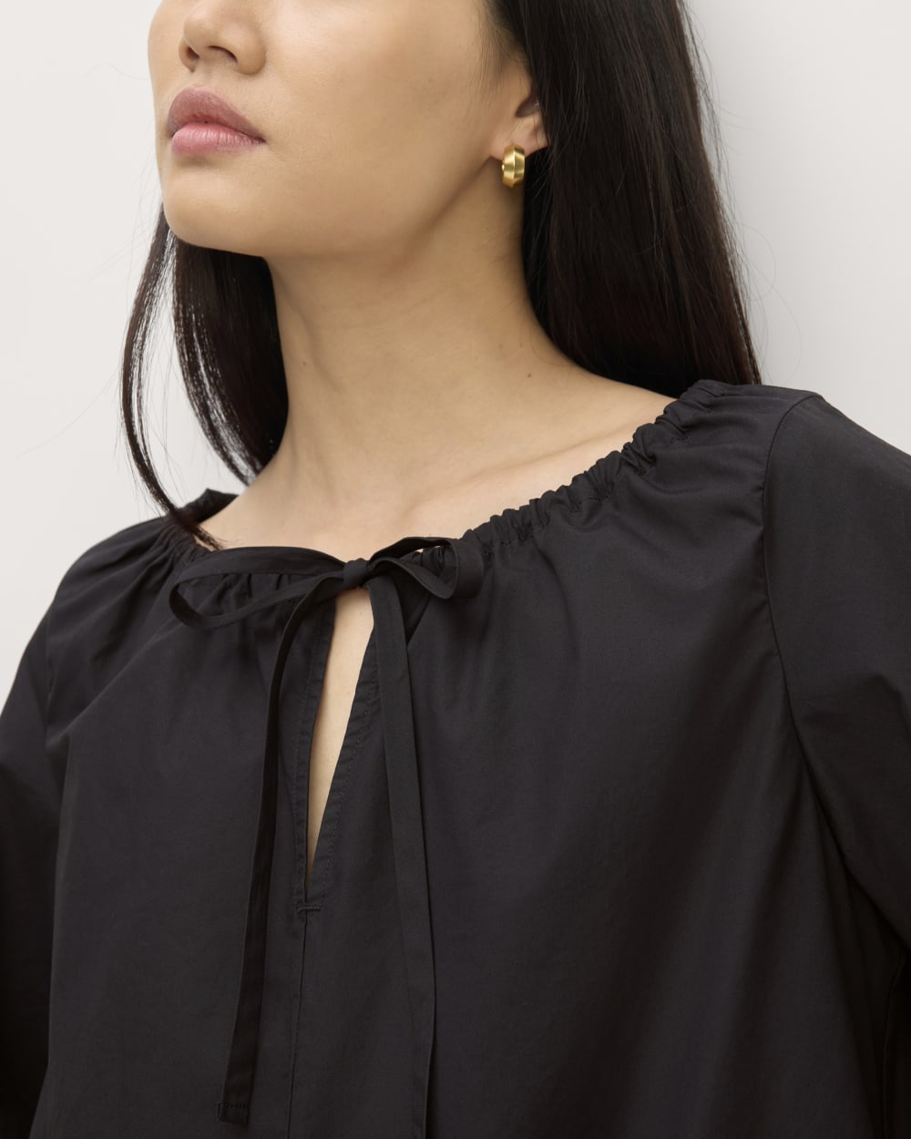 The Supima® Puff-Sleeve Dress | Black