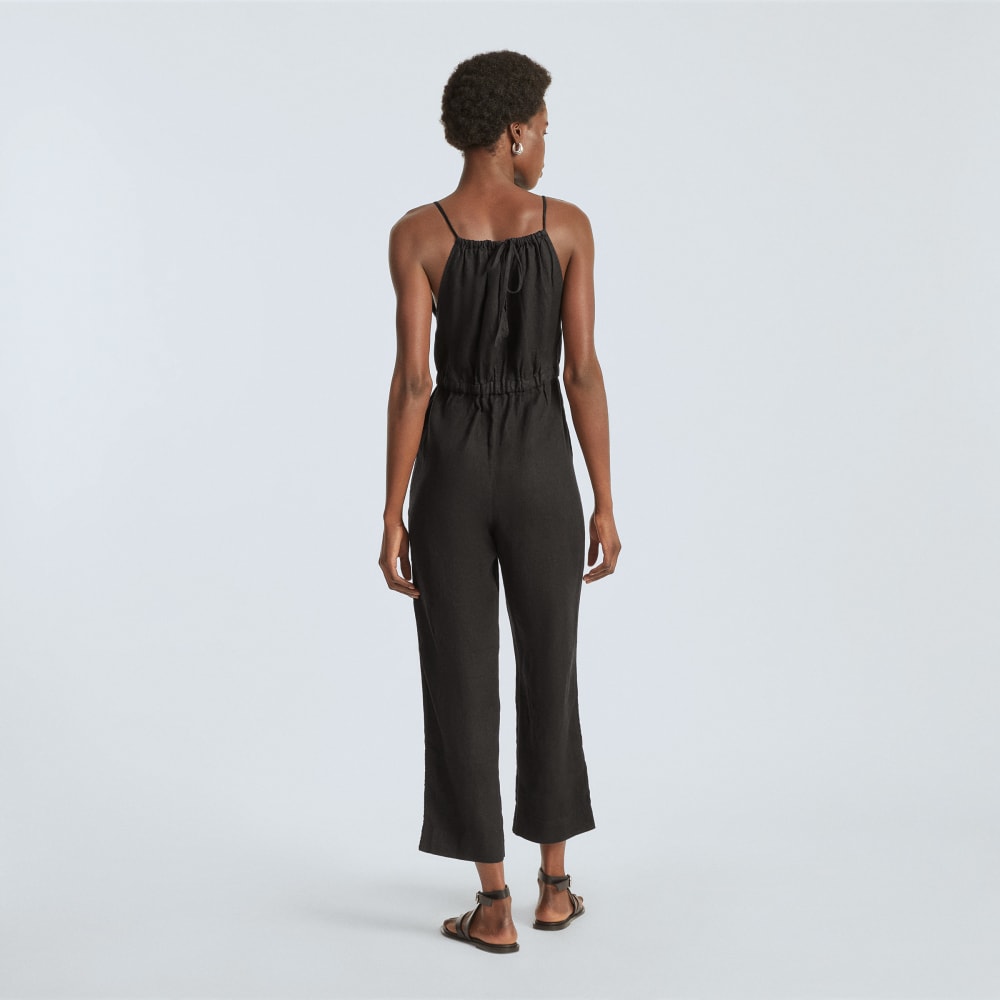 The Linen Shoestring Jumpsuit | Black