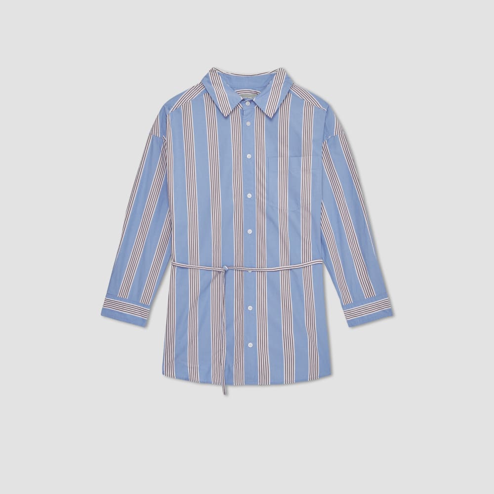 The Poplin Tie Back Shirt | Blue Opal / Cabernet / White