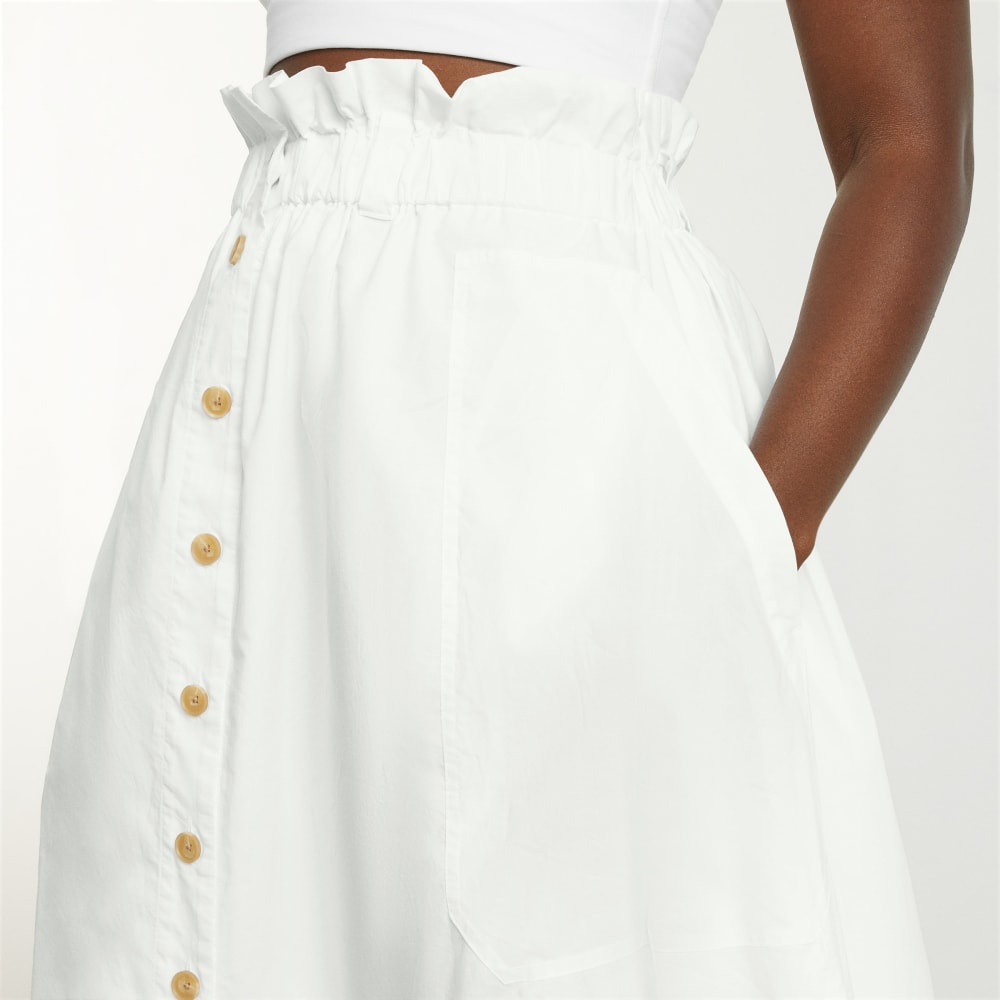 The Easy Button-Front Skirt | White