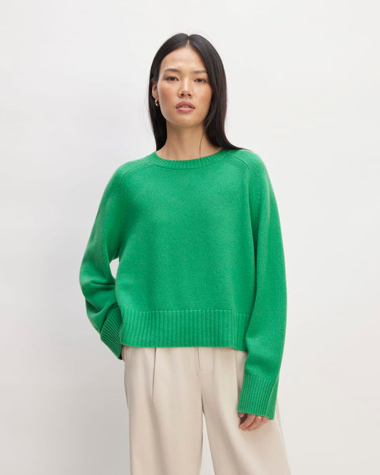 The Cashmere Boxy Crew | Bright Jade