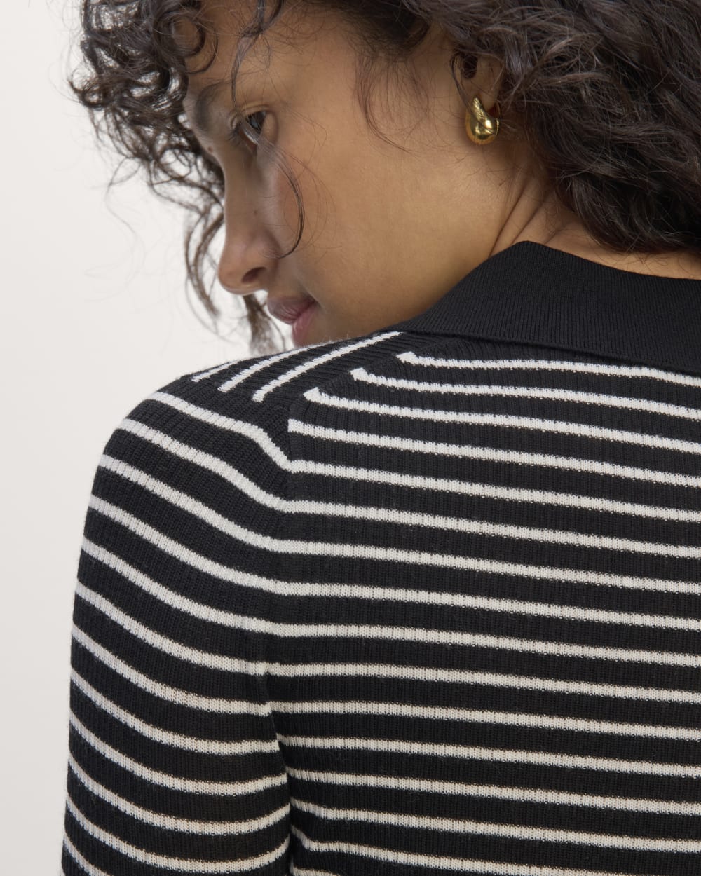 The Polo in Ultrasoft Merino | Black / Bone