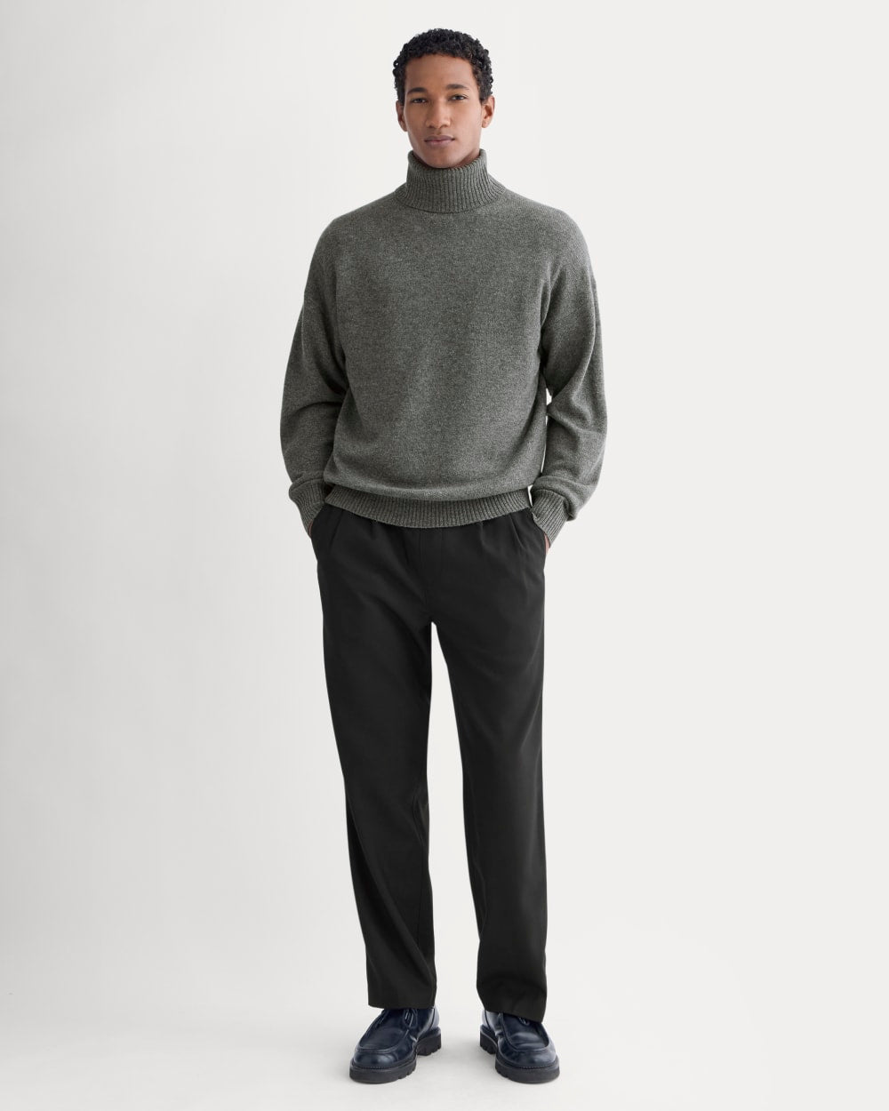 Luxe Merino Relaxed Turtleneck | Heathered Charcoal