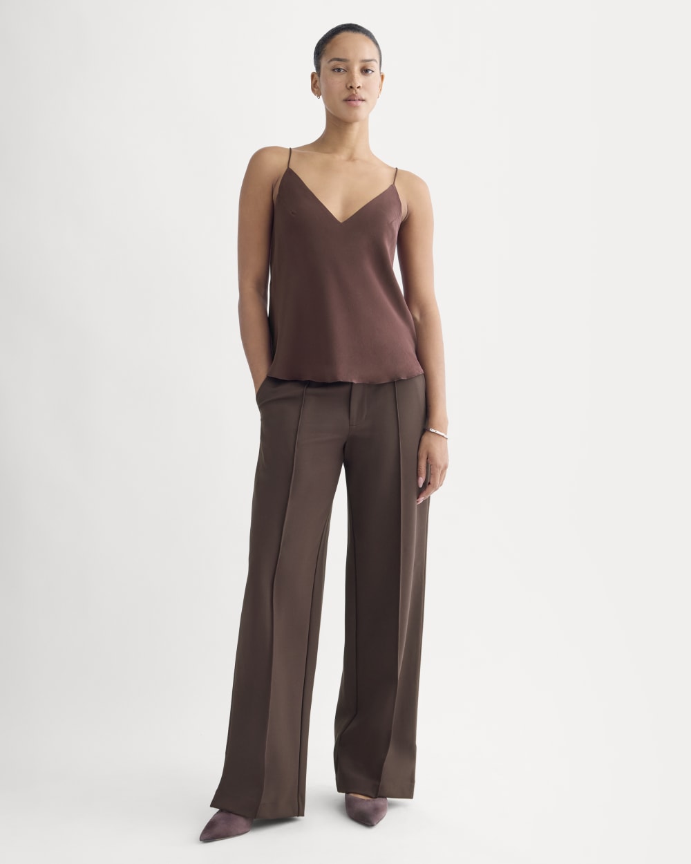 The Tie Back Cami in Washable Silk | Deep Plum