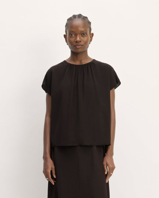 The Gathered Neck Top | Black