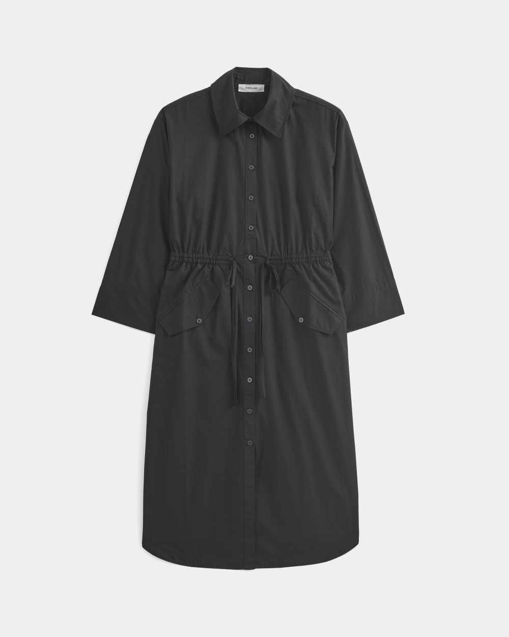 The Drawcord Shirtdress in Ultrasoft Cotton | Black