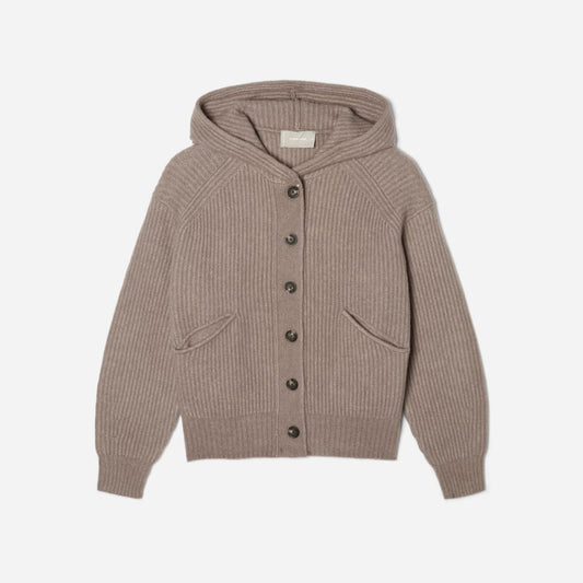 The Cozy-Stretch Hooded Cardigan | Taupe Grey