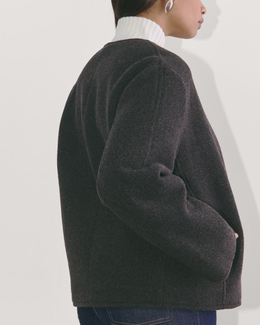 The Cocoon Coat in Wool | Heather Charcoal