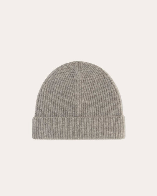 The Cashmere Ribbed Beanie | Light Heather Grey