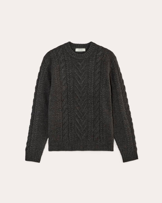 The Felted Merino Cable-Knit Crew | Charcoal