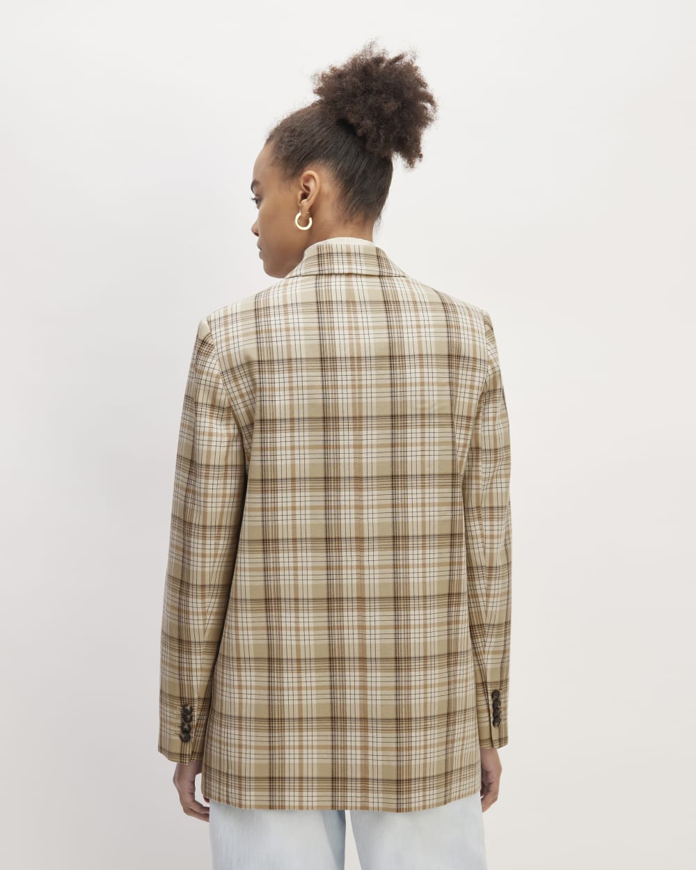 The Oversized Blazer in Buttersmooth | Pale Khaki Plaid