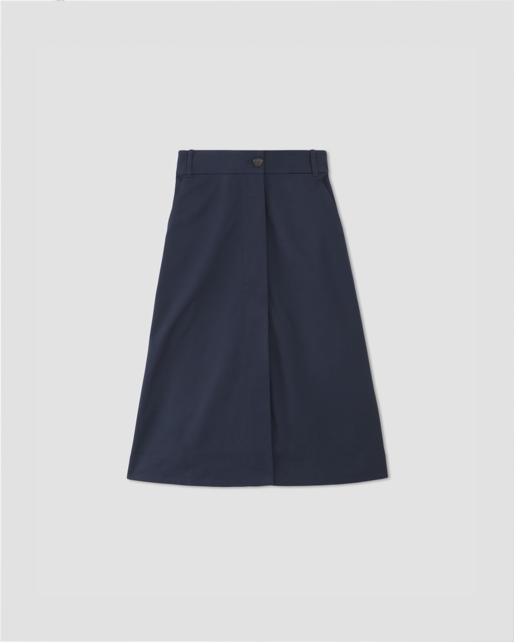 The Structured Cotton A-Line Skirt | Navy