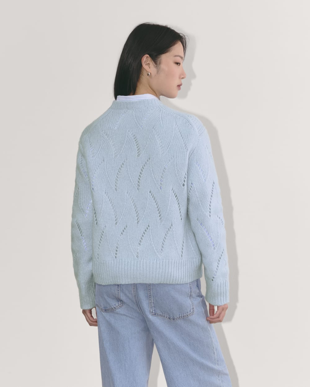 The Pointelle Sweater in Cloud | Chambray Blue