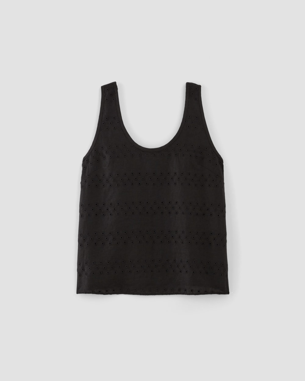 The Linen Eyelet Scoop-Neck Tank | Black Eyelet