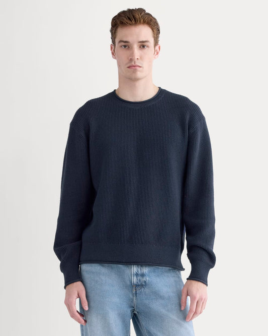Waffle Rollneck Crew in Everyday Cotton | Navy