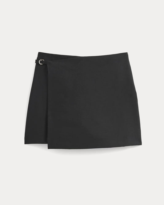 Wrap Mini Skort in Tailor Twill | Black