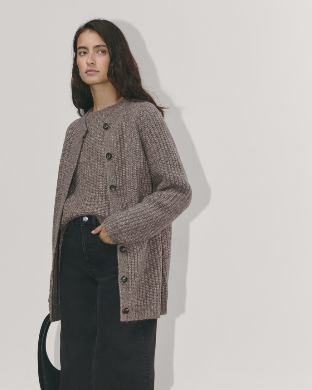 The Fisherman Cardigan in Cloud | Taupe Melange