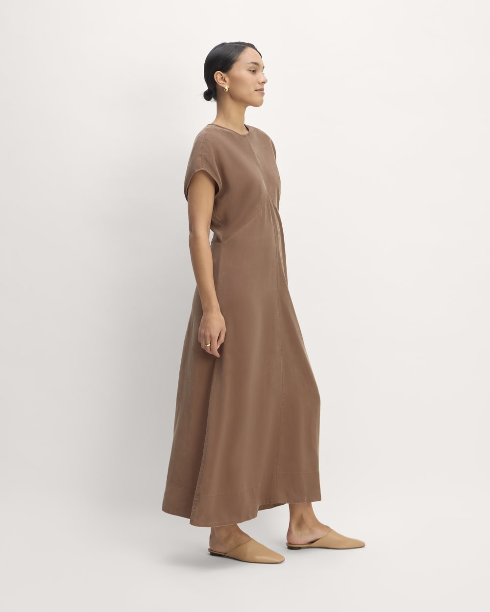 The TENCEL™ Short-Sleeve Midi Dress | Carob Brown