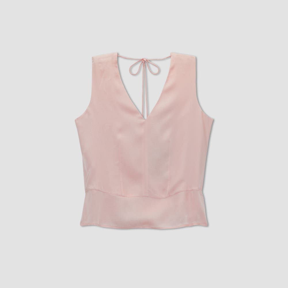 The Satin V-Neck Top | Petal Pink