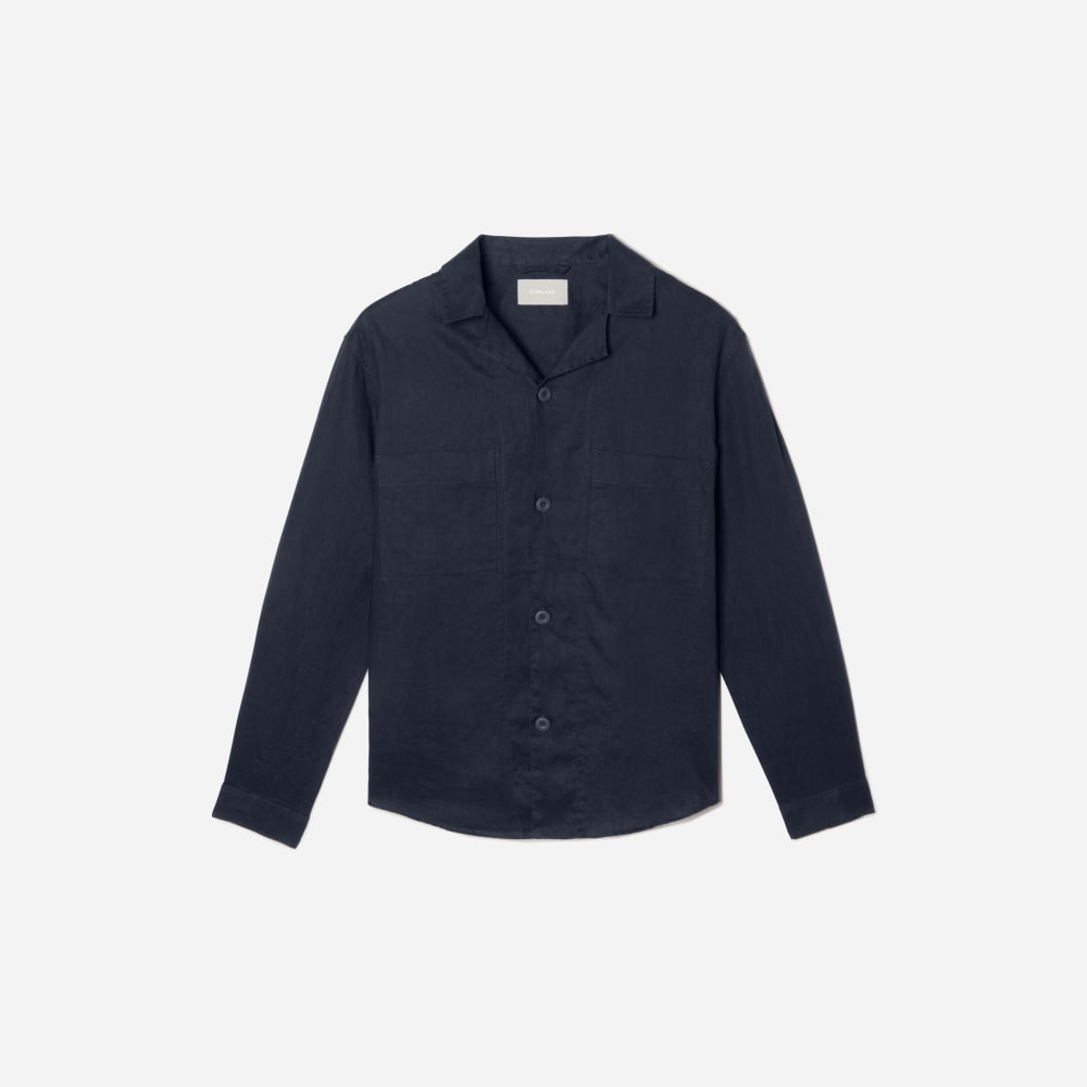 The Long Sleeve Linen Camp Shirt | Deep Navy