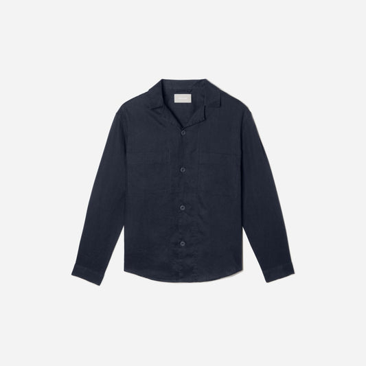 The Long Sleeve Linen Camp Shirt | Deep Navy