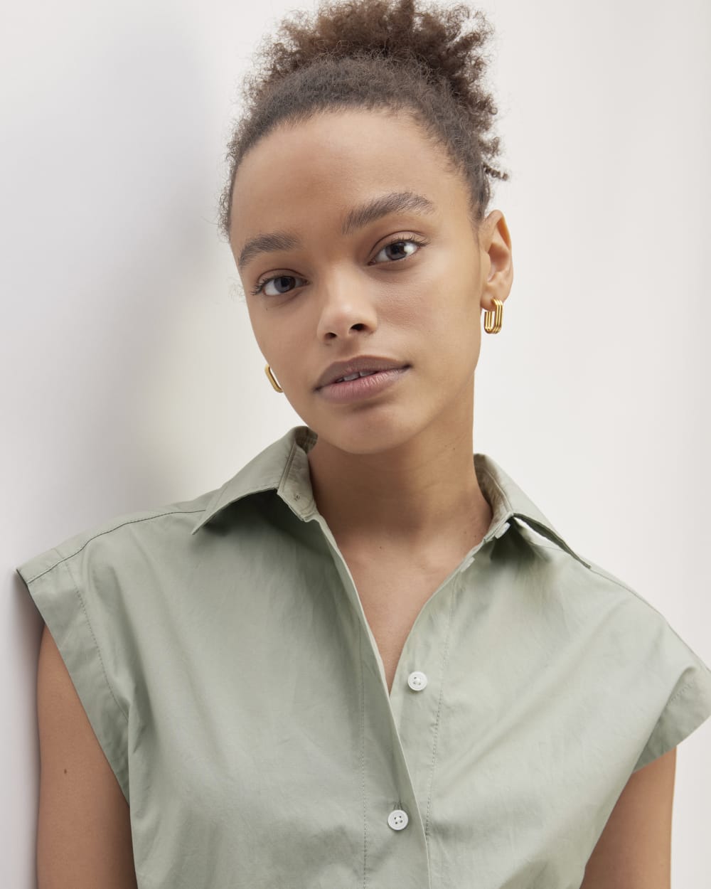 The Supima® Cotton Short-Sleeve Shirt Dress | Sage Green